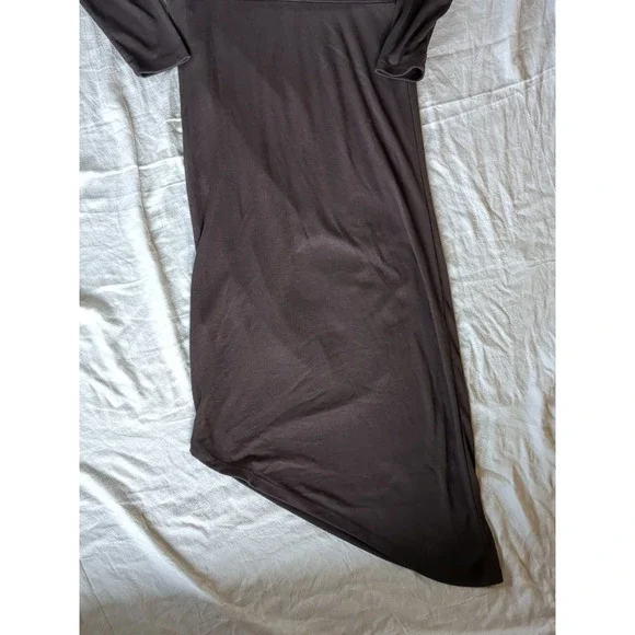 REISS Fleur Off The Shoulder Ruched Jersey Midi Dress Brown Long Sleeve Sz Large - Picture 8 of 15